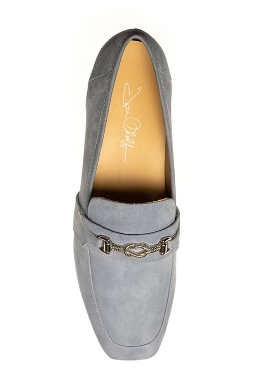 Joan Oloff Adonis Rope Bit Heeled Loafer In Blue Nubuck