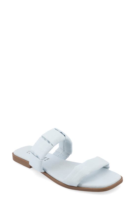 Journee Collection Pegie Flat Slide Sandal In Light Denim