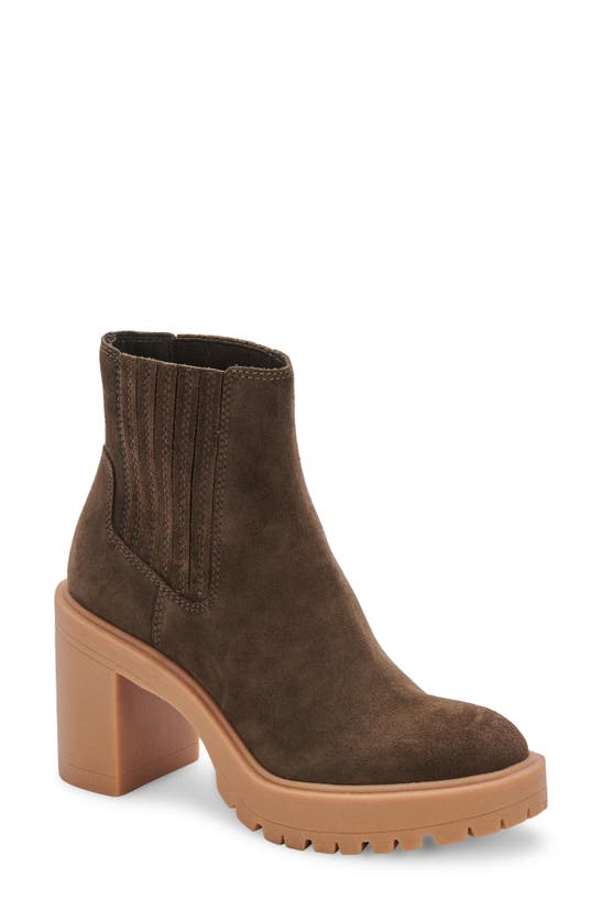 Dolce Vita Caster H2o Cheslea Booties Women's Shoes In Olive Suede H2o