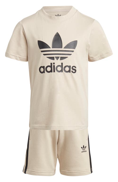 adidas Originals Kids' Adicolor Graphic T-Shirt & French Terry Shorts Set in Wonder Beige