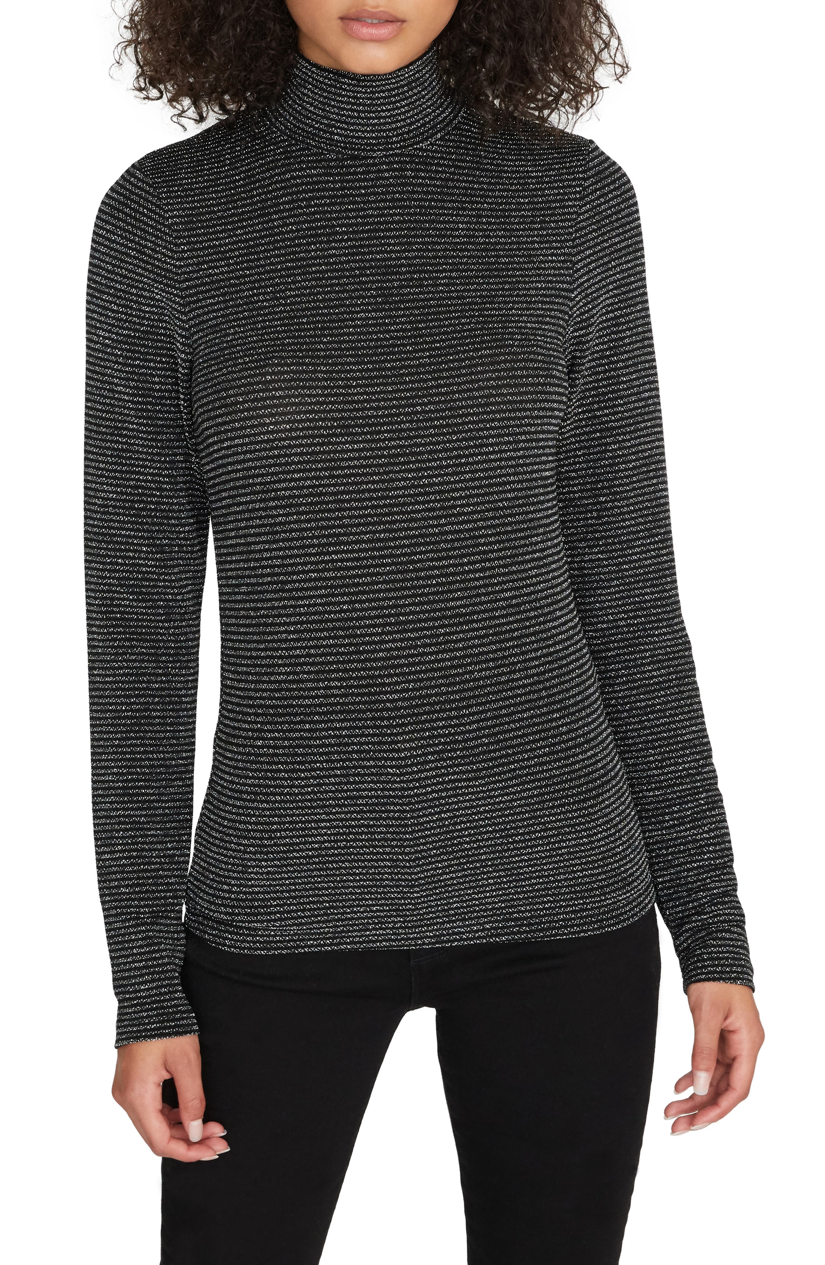 Sanctuary Essential Metallic Stripe Turtleneck Nordstrom