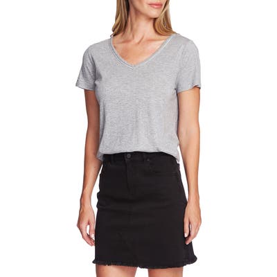 Vince Camuto Stud Detail Cotton Blend Tee, Grey