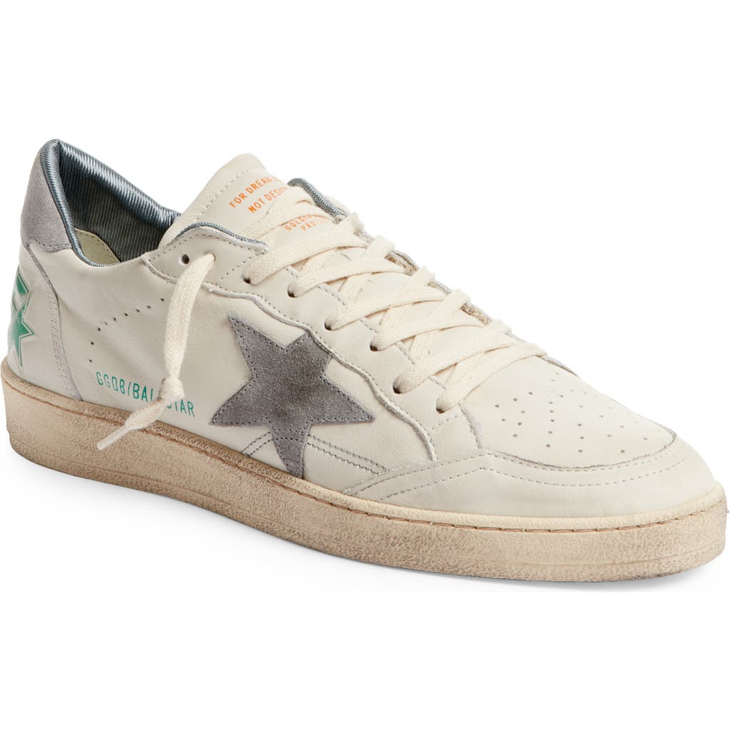 Golden Goose Ball Star Low Top Sneaker In Optic White/silver Sconce