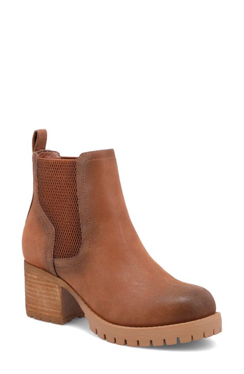 Brown chunky chelsea boots hotsell