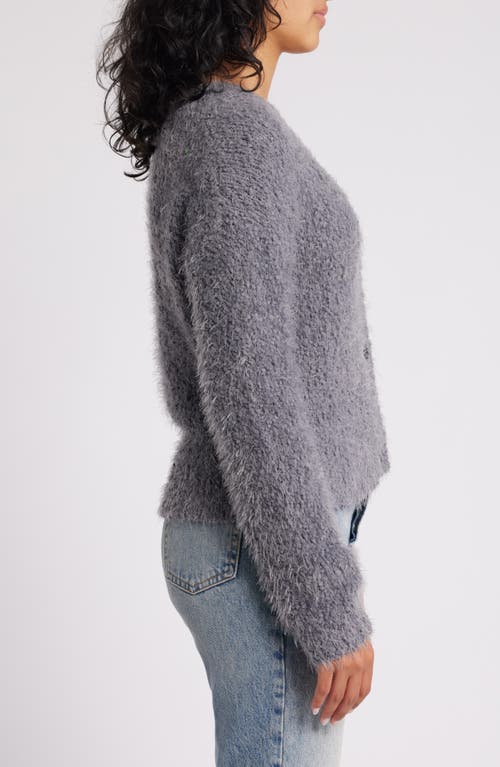 Shop Noisy May Sassy Bouclé Cardigan In Charcoal Gray