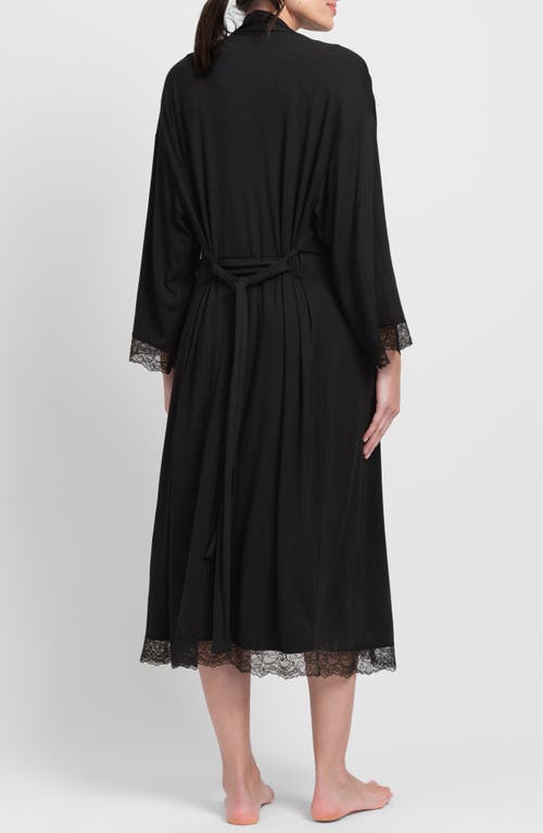 Shop Seraphine Lace Trim Wide Bracelet Sleeve Stretch Maternity Robe In Black