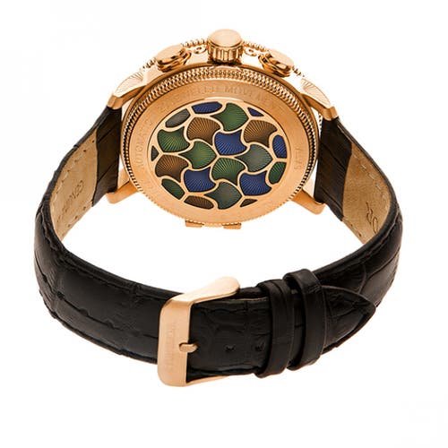 Heritor Automatic Semi-skeleton Leather-band Watch In Rose Gold/black