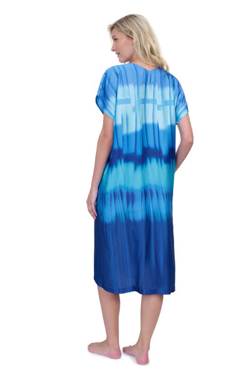 Gottex Golden Hour V-neck Ombre Dress Long Tunic Coverup In Blue