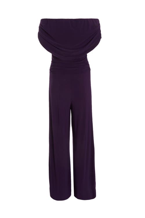 Quiz Ity Bardot Palazzo Jumpsuit In Plum