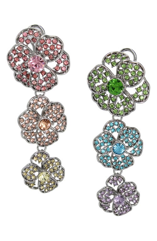 Crystal Flower Drop Earrings in Multi