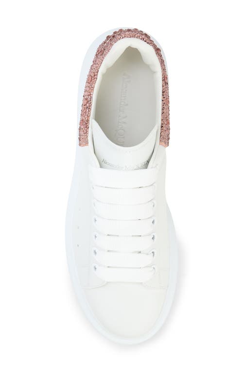 Shop Alexander Mcqueen Oversized Crystal Embellished Sneaker In White/clay