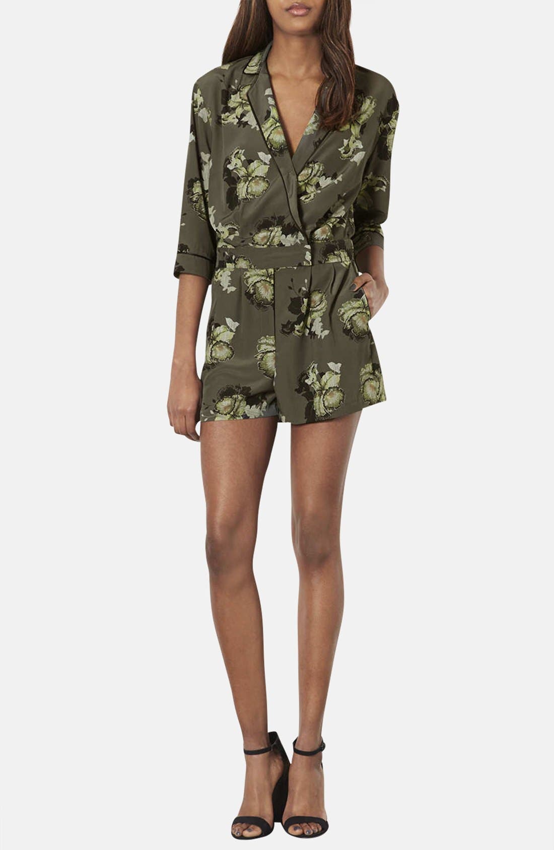 Collared Floral Print Romper Nordstrom