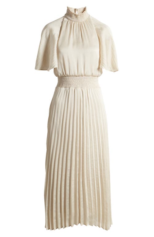 Julia Jordan Flutter Sleeve Pleated Midi Dress In Cream