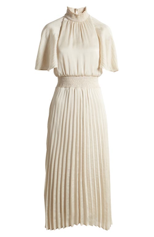 Shop Julia Jordan Flutter Sleeve Pleated Midi Dress In Cream