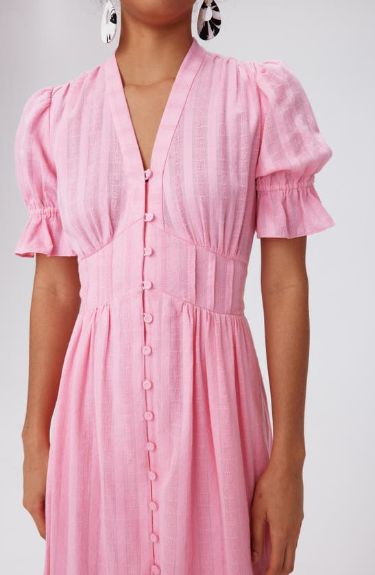 Shop Dvf Erica Cotton Button-up Midi Dress In Rose Pink