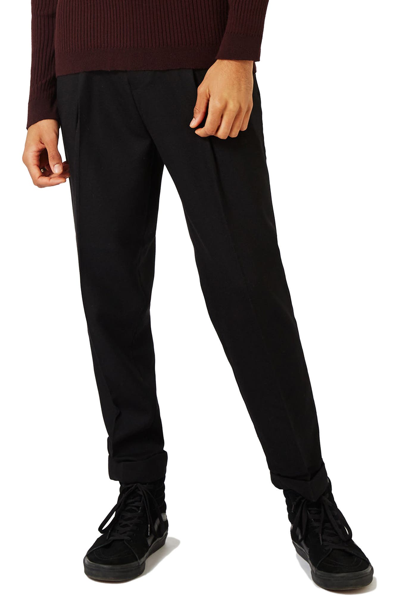 Topman Pleated Tapered Fit Trousers Nordstrom