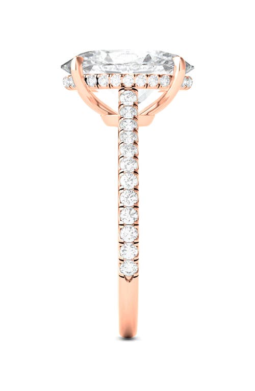 Hautecarat Oval Cut Pavé Lab Grown Diamond Ring In 2.00 Ctw 18k Rose Gold