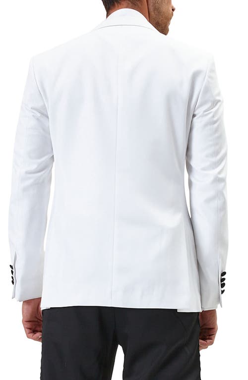 Ron Tomson Peak Lapel Two-tone Tuxedo Jacket In White