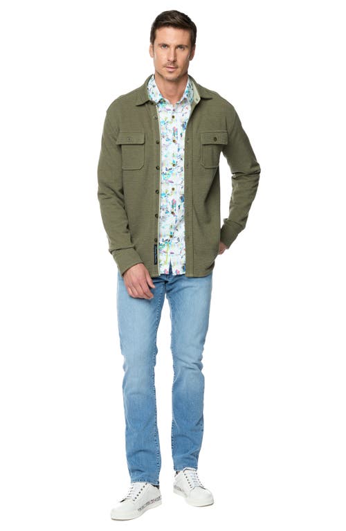 Shop Robert Graham Brunner Knit Button-up Shirt In Olive