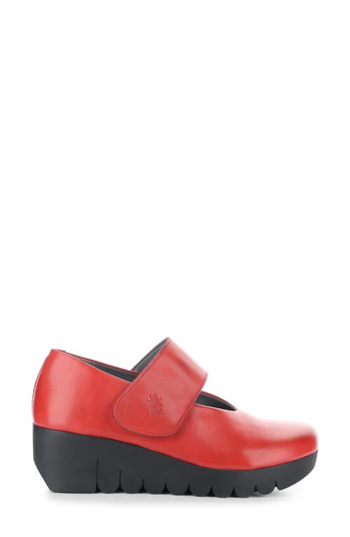 Shop Fly London Vari Mary Jane Platform Wedge Pump In Red Burn