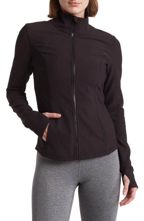 Kyodan Women's Black Stretch Mesh Blend Activewear Zip Jacket Nylon Size  Small