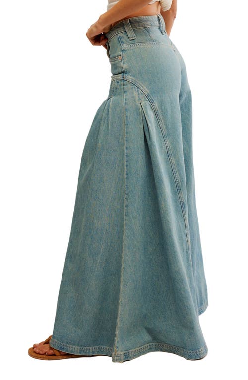 Shop Free People Pandora Pleated Wide Leg Jeans In Union Blue