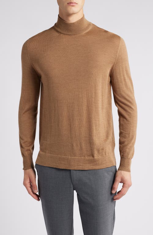 Shop Canali Mock Neck Wool Sweater In Dark Beige