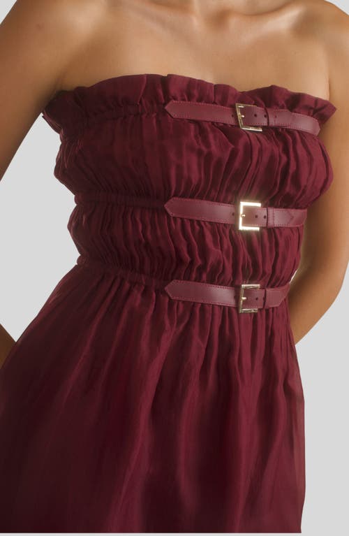 Shop Cynthia Rowley Buckle Up Silk Organza Dress In Burgundy