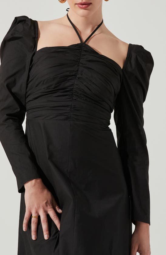 Astr Long Sleeve Tie Neck Dress In Black