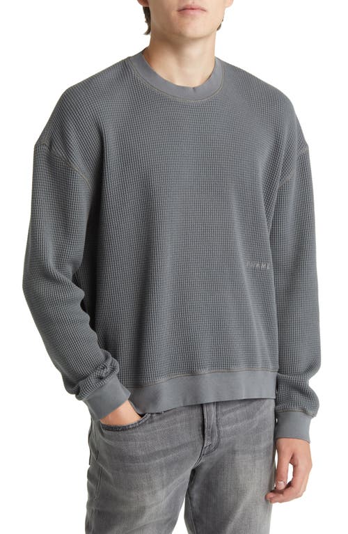 Waffle Knit Cotton Sweatshirt in Charcoal Grey