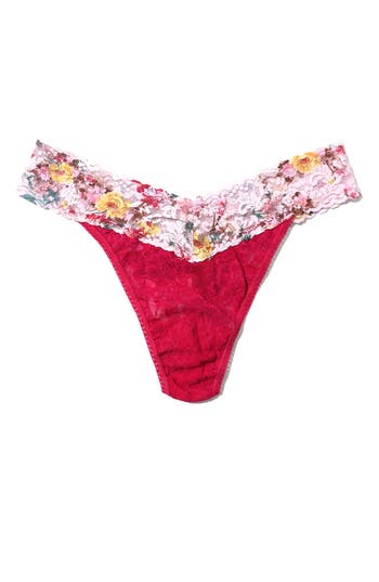 Shop Hanky Panky Signature Lace Original Rise Thong In Venetian Pink/blanche Fleur