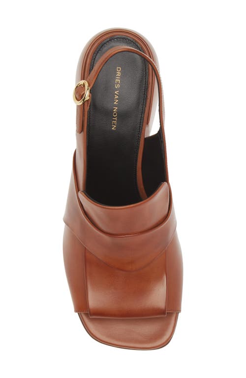 Shop Dries Van Noten Block Heel Slingback Sandal In Tan