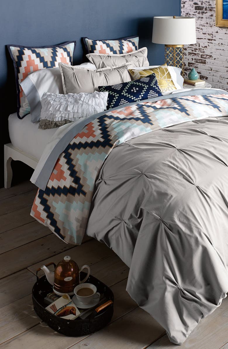 Harper Grey Cotton Sateen Duvet Cover Shams