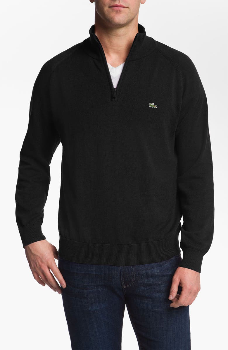 LACOSTE Quarter Zip Regular Fit Sweater, Main, color, BLACK/ STONE