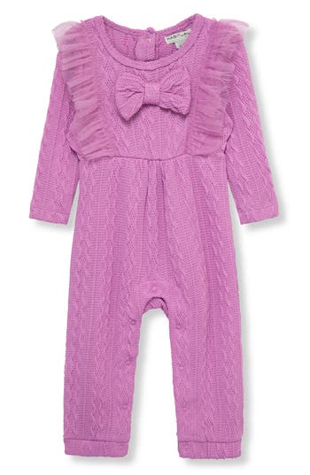 Habitual Kids Bow & Ruffle Jumpsuit In Purple