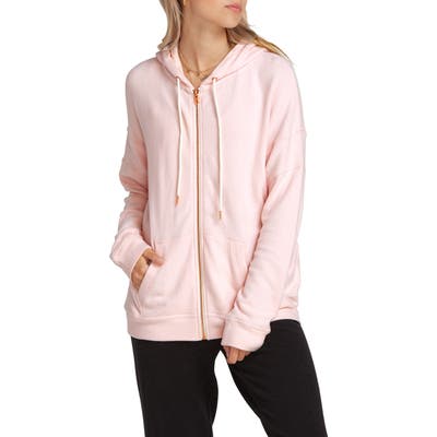 Volcom Lil Zip Front Fleece Hoodie, Pink
