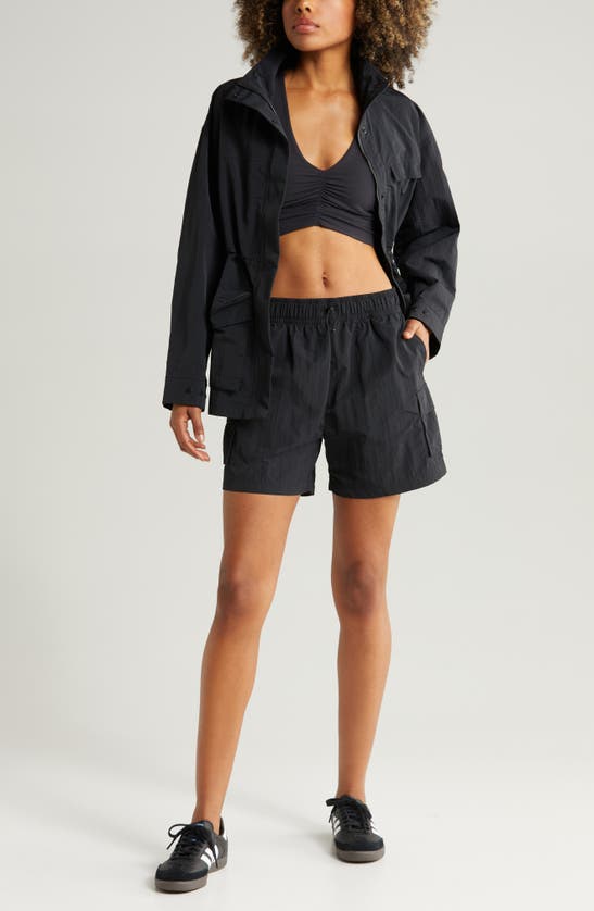 Shop Zella Free Form High Waist Nylon Cargo Shorts In Black