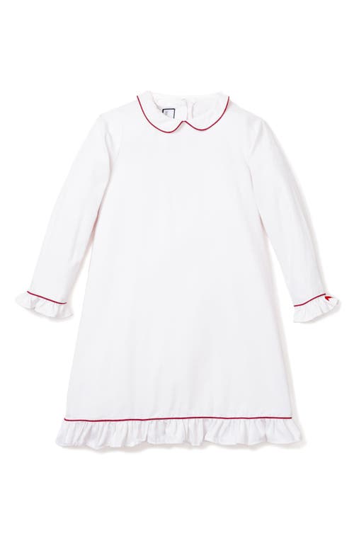 Shop Petite Plume Kids' Sophia Piped Long Sleeve Nightgown In White