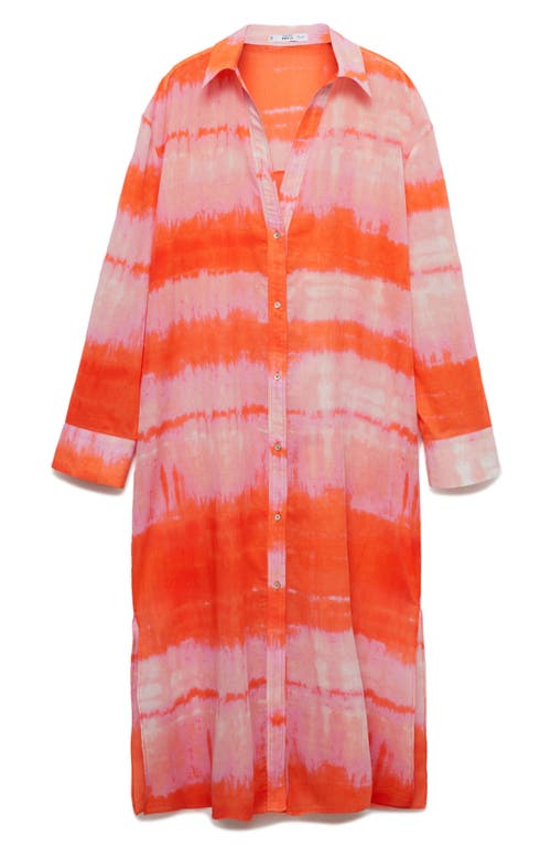 Mango Printed Shirt Dress Orange In Orange