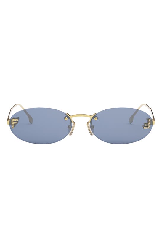 Fendi Embellished Ff Oval Metal Sunglasses In Shiny Endura Gold / Blue