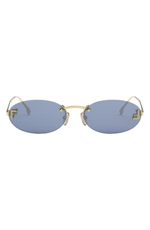 Fendi 54mm Oval Sunglasses in Shiny Endura Gold /Blue