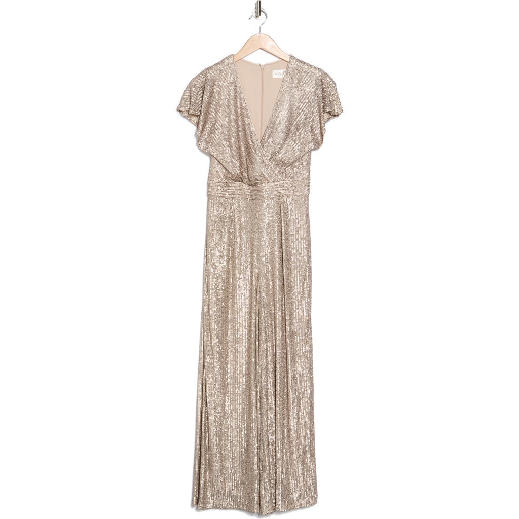 ELIZA J ELIZA J SEQUIN FLUTTER SLEEVE JUMPSUIT