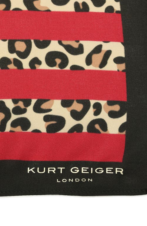 Shop Kurt Geiger London Mixed Stripe Silk Bandana In Leopard Multi