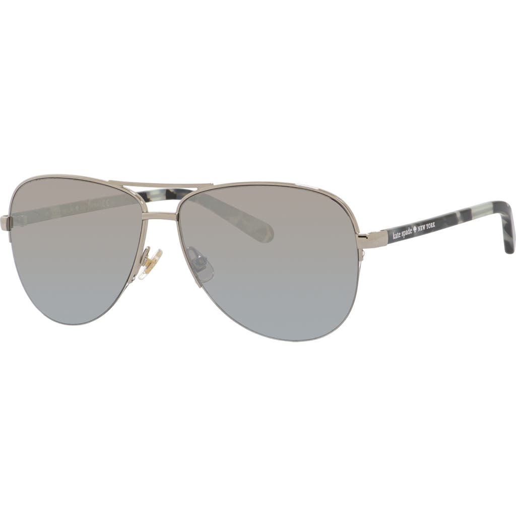 Shop Kate Spade New York 57mm Bethannos Aviator Sunglasses In Palladium/silver Mirror Green