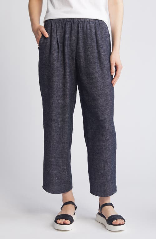 EILEEN FISHER EILEEN FISHER PLEATED HEMP & ORGANIC COTTON STRAIGHT LEG ANKLE PANTS