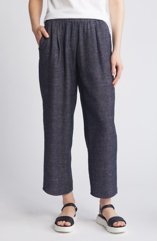 Shop Eileen Fisher Pleated Hemp & Organic Cotton Straight Leg Ankle Pants In Denim