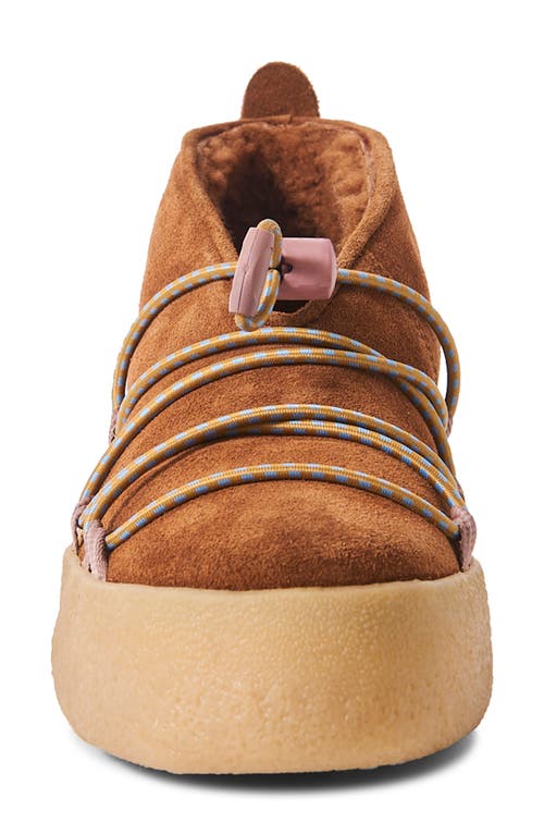 Free People Snowdrop Faux Shearling Bootie In Burnt Caramel Suede