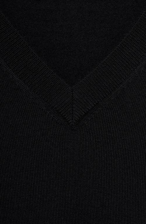 Shop Mango V-neck Merino Wool Sweater In Black