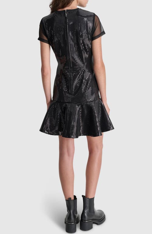 Shop Dkny Geometric Sequin Stretch Minidress In Black/black