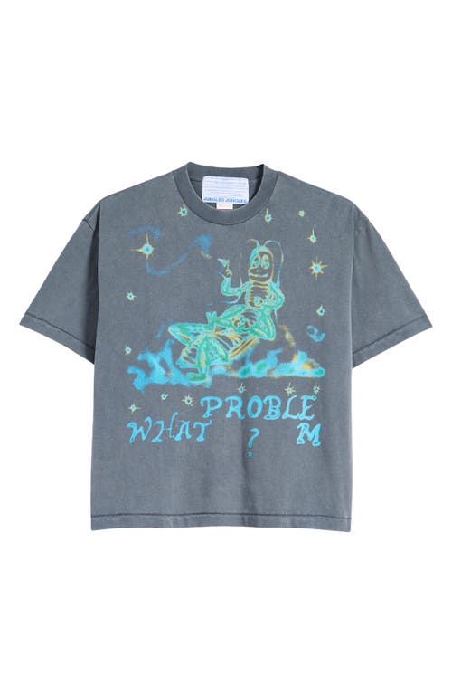 Shop Jungles What Problem Cotton Graphic T-shirt In Steel Blue